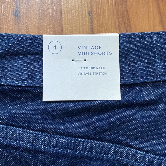 Universal Thread Vintage Stretch Midi Shorts Retro Dark Blue Jean Copper Accents - Picture 7 of 10